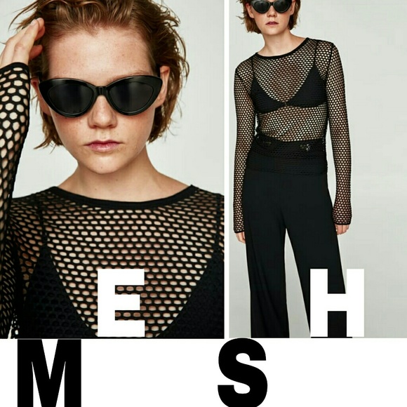 zara fishnet top